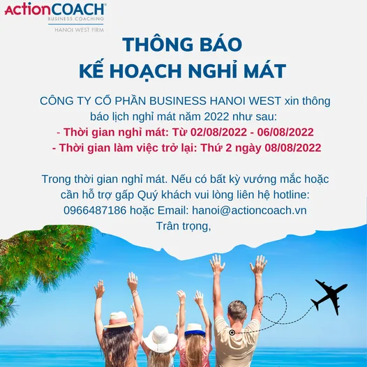 Thông báo kế hoạch nghỉ mát